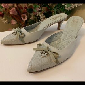 Ferragamo Light Blue Dainty Heels with Bow